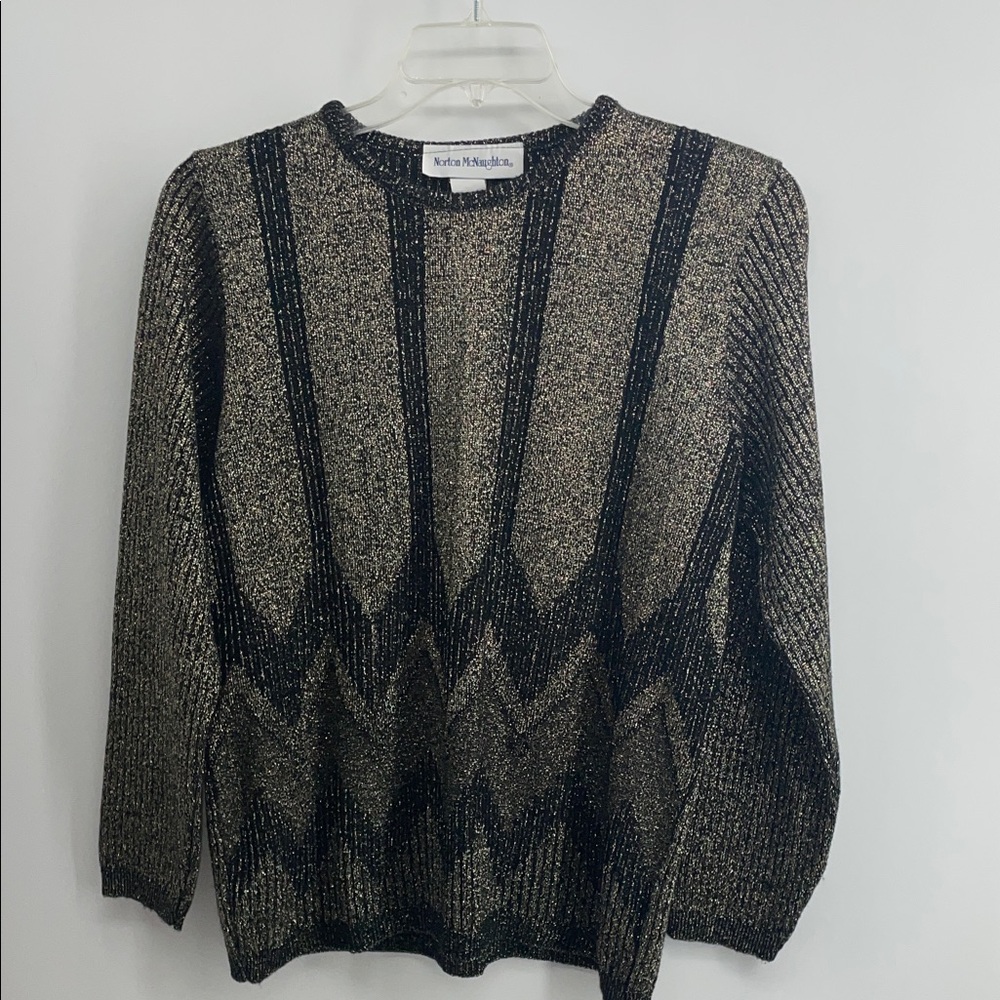 Norton McNaughton Black and Gold Sweater